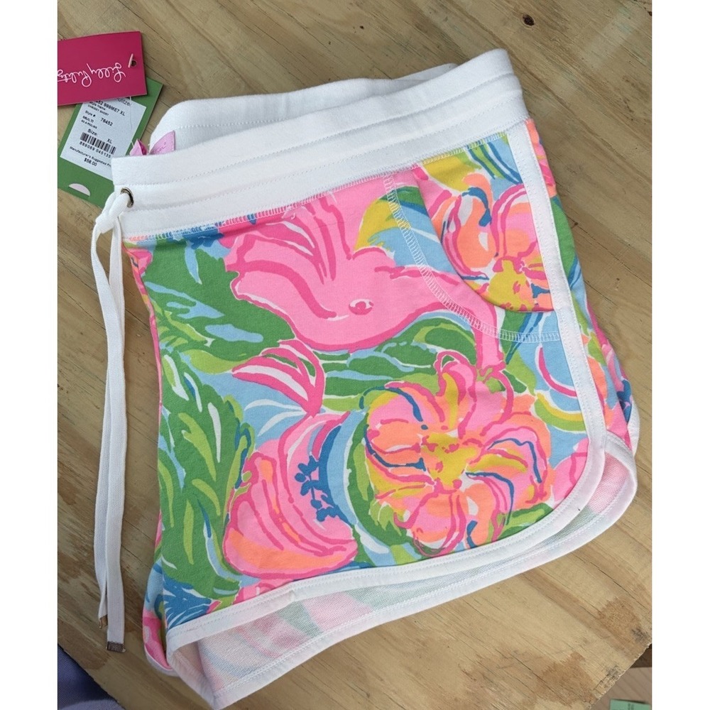 Lilly Pulitzer Chrissy Beach Shorts French Terry XL So A Peeling Lounge New
